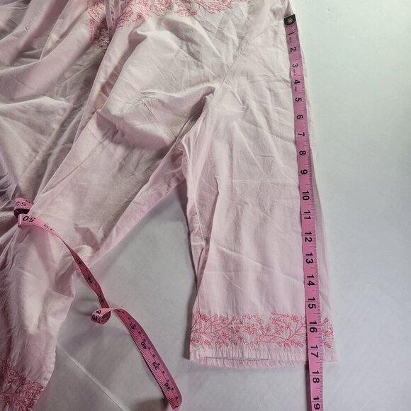 Bass Pink Lightweight Floral Embroidered Bead Cotton 3/4 Sleeve Tunic Size L - Picture 10 of 10